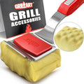 GRILLART Grill Brush Bristle Free. SteamWizards BBQ Replaceable Cleaning Head, Unique Seamless-Fit Scraper Tool for Cast Iron/Stainless-Steel Grates, Safe Barbecue Grill Cleaner-Red