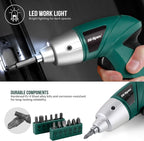 Hi-Spec 3.6V Cordless Electric Screwdriver Set with Interchangeable Bits, Green