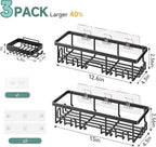 Veken Shower Caddy 3-Pack, Advanced Rustproof Design, No Drilling Adhesive Shelves, Rack with Soap Holder, Large Capacity Bathroom Organizers and Storage, Wall-Mounted Kitchen & Home Decor, Black