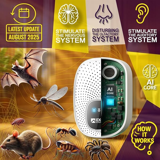 GRX-T25, Ultrasonic Pest Control Repeller - Electronic & Ultrasound, Indoor Plug-in Repellent - Get rid of - Rodents, Mice, Squirrels, Bats, Insects, Bed Bugs, Ants, Fleas, Spiders, Roaches (2 Pack)