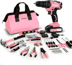 COMOWARE 20V Cordless Drill Set, 171Pcs Pink Home Tool Set with Cordless Drill Driver, Complete Repair Tool Kit for Women, Pink Storage Bag, Ideal for Office, Garden, DIY Project