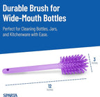 SPARTA Large Water Bottle Brush Ideal for Wide-Mouth Jars, Bottles and Tumblers, Dishwashing Tool with Handle for Home and Commercial Kitchens, Plastic, 12 Inches, Purple, (Pack of 6)