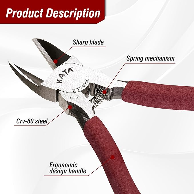 KATA 6-Inch Flush Cut Wire Cutters, Heavy Duty Side Cutter Pliers with Safety Cap, Sharp Snips for Crafting, Zip Ties, Floral Wire, Electrical, Jewelry, Chicken Wire, Artificial Flowers