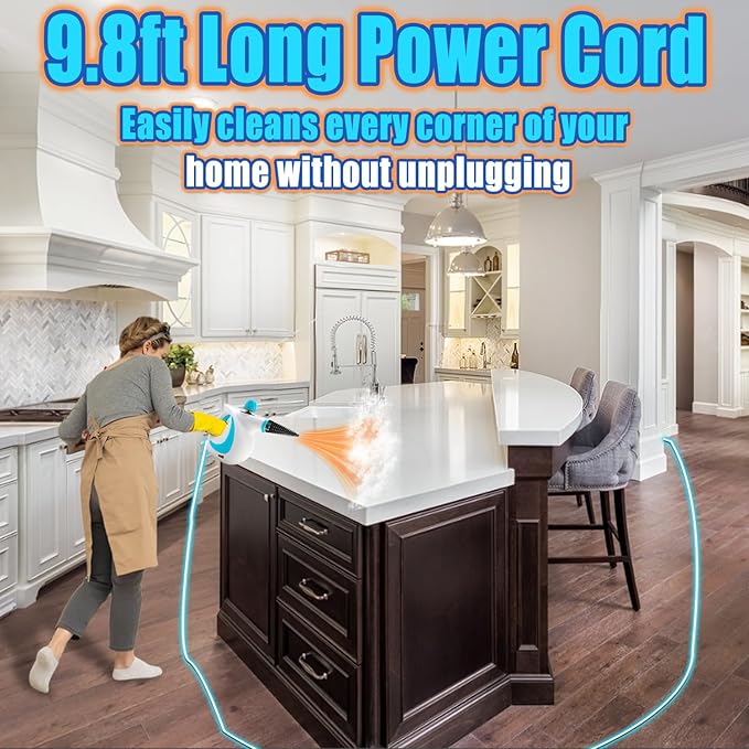 Steam Cleaner, Pressurized Handheld Steam Cleaner for Home, Multi-Surface Steamer for Cleaning with Safety Lock, Portable Cleaning Steamer for Kitchen, Bathroom, Car, Grout, Upholstery and Clothes