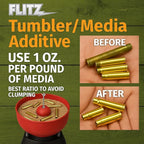 Flitz Tumbler Media Additive - 7.6oz Bottle of USA-Made Brass Cleaner Reloading Liquid for Ammo, Copper, & All Metals - Ammonia-Free Tumbling Polish to Remove Oxidation, Powder Residue (24 Pack)