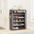 Mavivegue Shoe Rack with Cover, 5 Tier Shoe Organizer for Entryway, Shoe Storage for Front Door Entrance, Closet, Garage, Grey