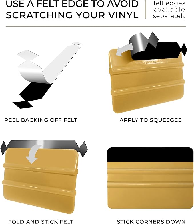 VViViD Gold Vinyl Wrap Squeegee - Nylon-Reinforced Tool for Car Wraps, Window Tint & Decals - (10 Pack)