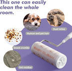 Large Lint Rollers for Pet Hair Extra Sticky for Floor, Carpet and Couch, with 3.5-Foot Adjust Handle and 100 Sheets 8X Adhesion