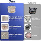 2 Pack Hat Storage Box with Clear Window, Holds up to 7 Caps Cowboy Hat Organizer Bag for Closet for Wide Brim Hats with Carrying Handles, Gray