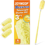 JOYMOOP Scented Telescopic Duster kit, 3FT Extendable Handle (Yellow) + 4 Yellow Refills for Swiffer Feather Duster,Easy Cleaning for Ceilings, Ceiling Fans, Blinds, Vents & Shelves