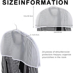 24PCS Garment Covers For Hanging Clothes, Shoulder Covers For Hanging Clothes, Dust Covers For Hanging Clothes, Suit Covers For Closet, Plastic Covers For Clothes, With 2" Gusset, 24''W X 12"H X 2''D