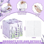 12 Pack Fall Lavender Facial Tissues Cube Boxes 600 Sheets 3 Ply Small Purple Flower Floral Face Tissues Bulk for Autumn Car Bedroom Supplies