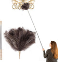 Extendable 81.9 Inch Ostrich Feather Duster with Extension Used for Home Cleaning Ceilings Furniture Fans Washable（1.8M Telescopic Rod,Grey）