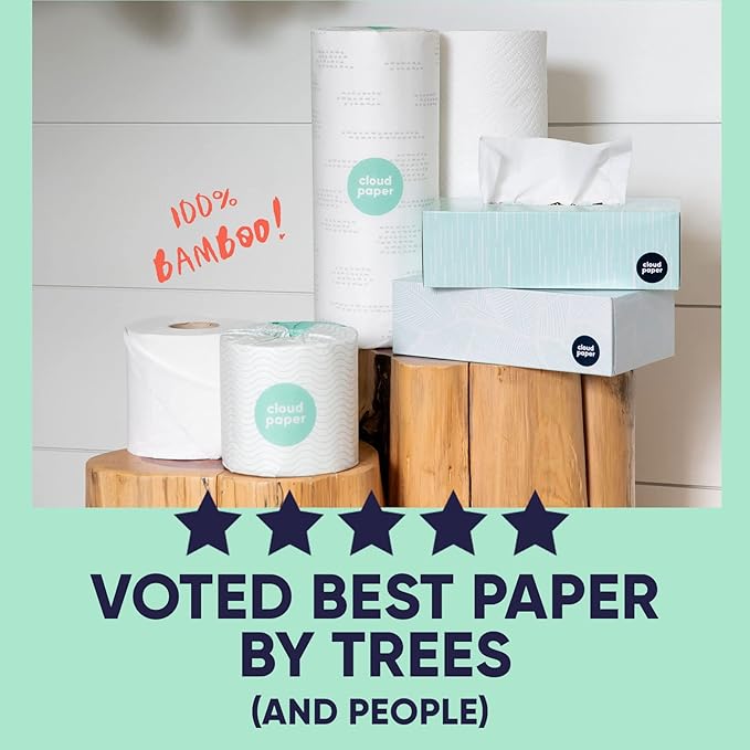 Bamboo Toilet Paper, Paper Towels, and Tissues - Compact Bundle Box for Eco-Friendly Households - 12 rolls bamboo toilet paper, 3 rolls bamboo paper towels, and 2 boxes bamboo facial tissues
