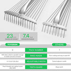 VIVOSUN 2-Piece Leaf Rake Set - Adjustable Garden/Camping Rake with 15/9 Tines, Collapsing Tines & Telescopic Handle (64'' & 30'')