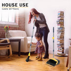 2-Pack is More economical,Brooms with Dustpan Combo Set， with 52" Long Handle, Dustpan Teeth with self-Cleaning Function, Indoor and Outdoor Sweeping, Perfect for Home Office (Large/Yellow/ 2-Pack)