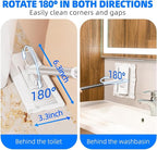 Snap Grip Mini Mop, Zero-Touch Gap Dust Cleaner with 39in Lazy Mop Stick & Locking Head, Disposable Dust Mop for House Wall Bathroom Toilet Corners Multi Surface Cleaning with 5 Cloths