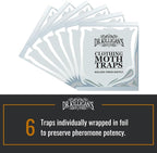 Dr. Killigan's Premium Clothing Moth Traps with Pheromones Prime | Non-Toxic Clothes Moth Trap with Lure for Closets & Carpet | Moth Treatment & Prevention | Case Making & Web Spinning (Black, 6 pack)