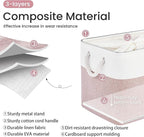 Large Storage Baskets- 16x12x12 inch Storage Bins for Shelves and Closet Organizing, Foldable Fabric Bin for Home Organization Clothes and Laundry (1-Pack, White&Pink)