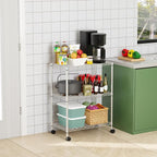 FDW 3-Shelf Adjustable,Storage Shelves Wire Shelving Shelving Unit Metal Shelves Storage Shelf with Wheels,13" D x 23" W x 31" H,Chrome