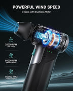 T150 Compressed Air Duster, 110000RPM Cordless Electric Air Duster, 3-Gear Mini Handheld Cordless Blower with Fast Charging, Portable Air Blower for PC, Car, Outdoor, Keyboard