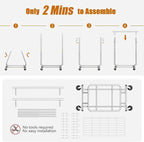 Gewudraw Heavy Duty Clothes Rack Load 900 Lbs, Double Rod Rolling Clothing Rack With Sturdy Wheel And Shelves，Adjustable Portable Hanging Rack For Clothes,Silver Stainless Steel