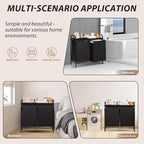 2 Section Laundry Hamper with Shelf, Laundry Basket Organizer with 2 Pull-Out Removable Bags 2×13.2Gal(49.9L), Laundry Sorter for Clothes Organization in Bedroom, Laundry Room, Black