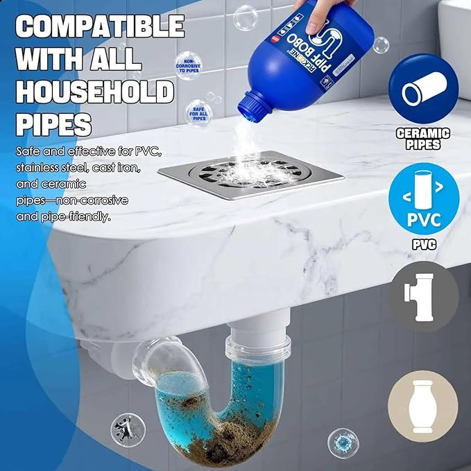 Pipe Bobo Drain Cleaner - Pipe Bobo Drain Cleaning, Powerful Unclogging, Clog Remover, Shower, Tub, Compatible with All Pipe (4Pcs, Fl Oz, 53.6)