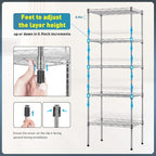 BestOffice Adjustable NSF-Certified Metal Shelf Wire Shelving Unit Storage for Small Places Restaurant Garage Pantry Kitchen Garage Rack (Chrome, 16.7L×11.8W×47.6H)