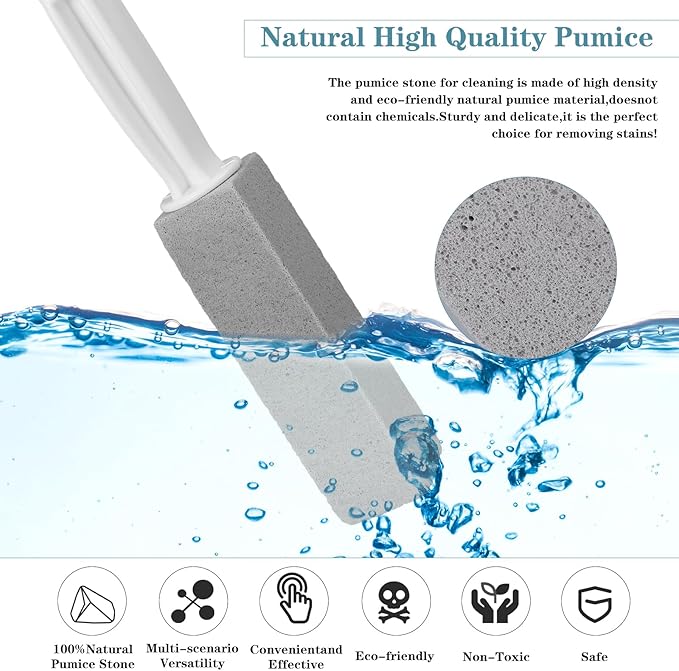 20Pcs Pumice Stone for Cleaning, Pumie Scouring Stick with Handle, Toilet Stone Brush Block, Hard Water Stain Remover for Toilet, Bathtubs, Sinks, Swimming Pools, Grills