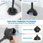Toilet Plunger and Brush Set, Bowl Brush and Heavy Duty Toilet Plunger with Ventilated Holder, 2-in-1 Toilet Brush and Plunger Combo for Bathroom Deeply Cleaning（Black