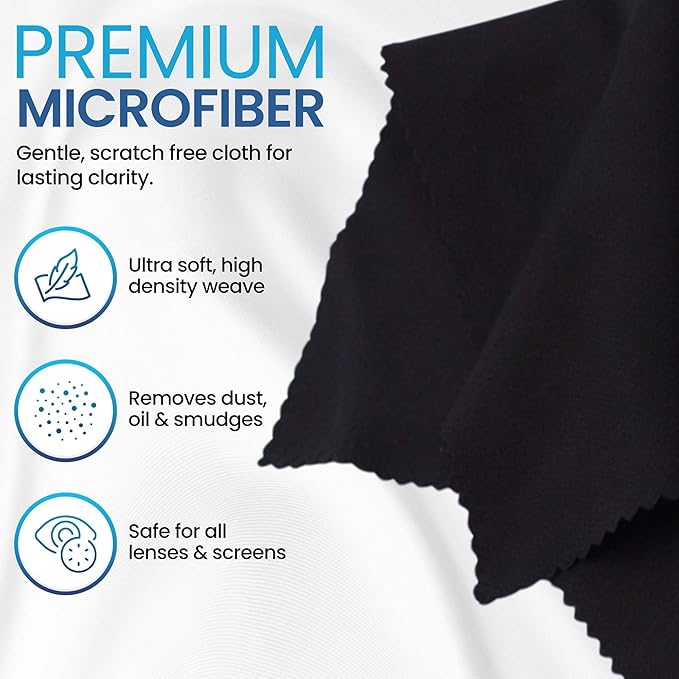 Purity Eyeglass Lens Cleaner Kit - 3 x 2oz Travel Size Lens Cleaner Spray Bottle + 2 Microfiber Cleaning Cloths - Safe for All Lenses (AR Coated Included), Eyeglasses and Screens - Clear