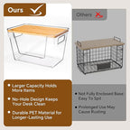Criusia 3 Set Pantry Organizers and Storage with Bamboo Lids, Stackable Clear Bins for Onion, Potato, Fruit, Vegetables, Trash Bag Dispenser, Kitchen and Under Sink Organizer