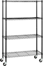 Amazon Basics 4-Shelf Heavy Duty Garage Shelving Storage Unit on 3" Wheel Casters, Adjustable Metal Wire Rack with Leveling Feet, 36" x 14" x 57.75", Black