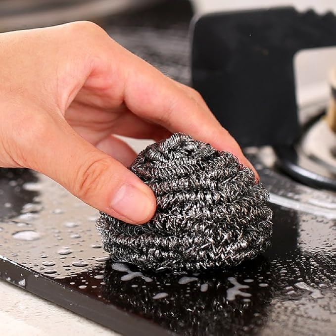 12 Pcs Stainless Steel Wool Scrubber, Steel Wool Soap Pads, Steel Wool Scrubber forKitchens, Bathroom Cleaning Dishes Pans Pots Ovens Grills