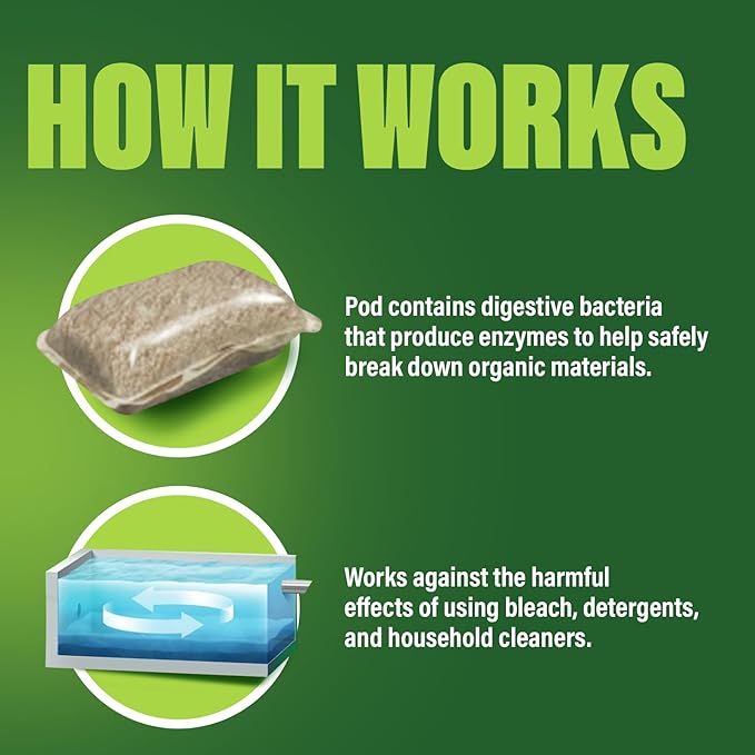 Green Gobbler Septic Tank Treatment Packets - Natural Bacteria to Prevent Costly Septic Issues, Back-Ups, Foul Odor (24 Pods) Pod: Color May Vary