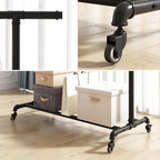 Industrial Pipe Clothing Rack, Heavy Duty Metal Clothes Rack With Wheels, Rolling Garment Rack with Bottom Shelf for Home Boutique Use (Black)