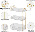 Akinbas 3 Tier Bathroom Organizer Countertop Makeup Perfume Tray Skincare Organizer Comes with Hair Dryer Rack and Toothbrush Holder for Bathroom Dresser Vanity (White)