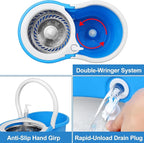 Mop and Bucket with Wringer Set, Separate Dirty Water with 3 Microfiber Replacement Mop Head Refills, 61" Stainless Steel Adjustable Handle for Floor Cleaning, (Mop Bucket 20QT)