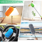 4 Pack Small Microfiber Feather Duster, with 13" to 30" Extendable Pole, Microfiber Head, Cleaning Tool for Cleaning Office, Car, Computer, Furniture, Sofa (Orange/Blue/Green/Gray)