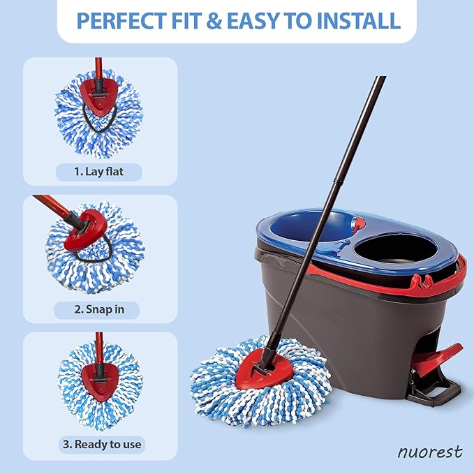 Spin Mop Replacement Heads, Microfiber Mop Refills, Easy to Replace (6 Heads)