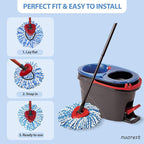 Spin Mop Replacement Heads, Microfiber Mop Refills, Easy to Replace (4 Heads)