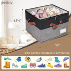 1 Pack Shoe Organizer for Closet, Adjustable Shoe Box Storage Containers, Large Foldable Shoe Bins with Clear Cover, Space Saving Shoes Holder with 4 Handles, Fits 8-16 Pairs, Black