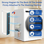 Laundry Room Organization and Storage Magnetic Dryer Ball Holder with Magnetic Hanger Holder, Magnetic Lint Bin for Washer Dryer, Iron Basket Dryer Ball Container, Magnetic Laundry Organizer (White)