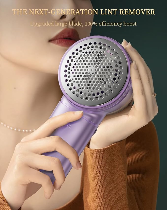 Fabric Shaver with Lint Brush, Large Lint Shaver with Digital Display, 3-Speeds Lint Remover with 6-Leaf Blades, Electric Sweater Shaver to Remove Pilling for Clothes, Furniture