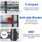 Metal Frame Storage Shelves 5-Tier Wire Shelving NSF Certified Storage Rack Shelf Heavy Duty Storage Shelf with Leveling Feet for Home Kitchen Garage, 12" Dx17 Wx48 H, Black