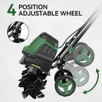 18-INCH Electric Tiller, 15 Amp Cord Cultivator with 6 Steel Tines, Foldable Handle & Adjustable Wheels for Soil Digging