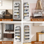 Over The Door Organizer, Over the Door Storage with 5 Large 10 Side Pockets, Hanging Door Organizer 44 lb Load Behind Door Storage, Hanging Shelf for Closet Wall Bedroom Bathroom Nursery, 5-Tier Grey