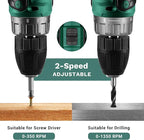 Power Drill Cordless: DEKO PRO Cordless Drill 20V Electric Power Drills Set Tool for Women with Battery and Charger 20 Volt Drills Driver Kit Green