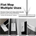 Mop and Bucket with Wringer Set, Flat Floor Mop and Bucket, with 3 Microfiber Mops for Floor Cleaning, Wet and Dry Use for Household Cleaning - White